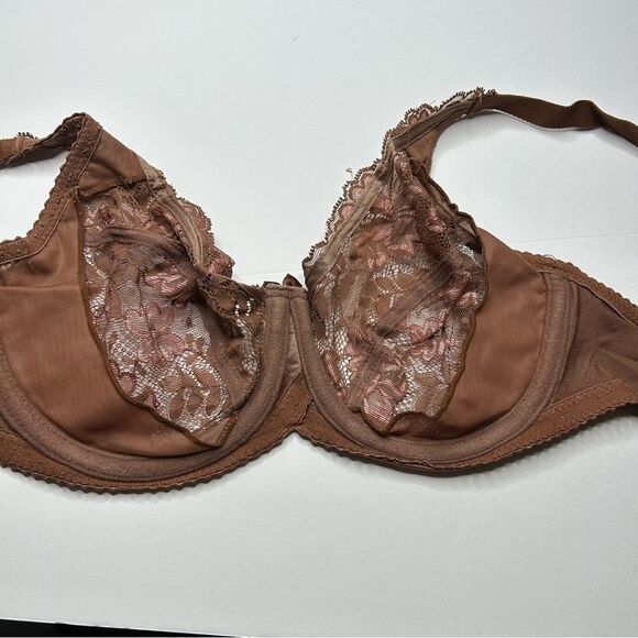 Brown Lace Underwire Bra 36C Adjustable Straps - Picture 2 of 7